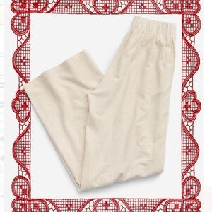 Aerie white french terry cozy wide leg lounge / sweat pants L heather frost